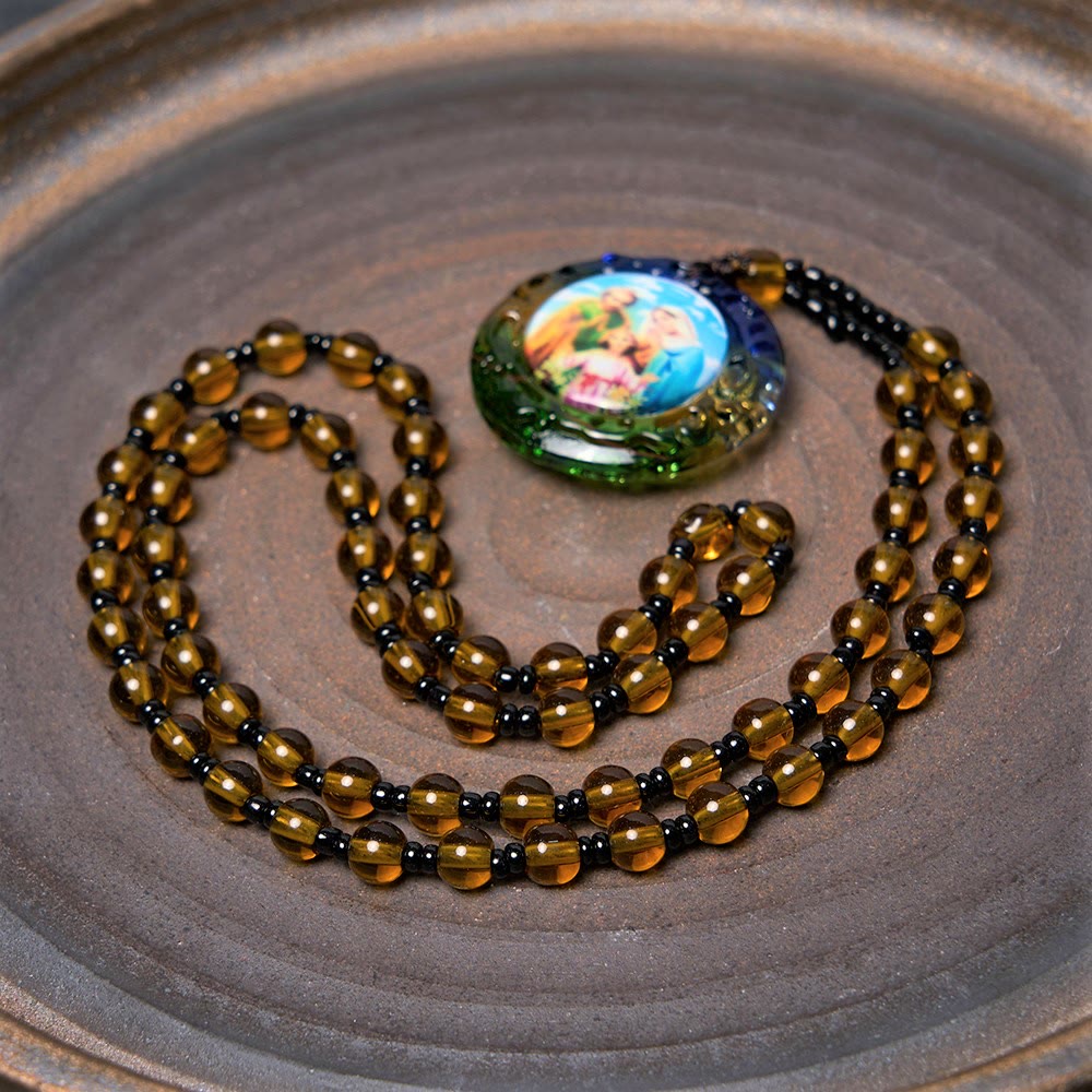 Holy Family Dark Brown Beads Necklace