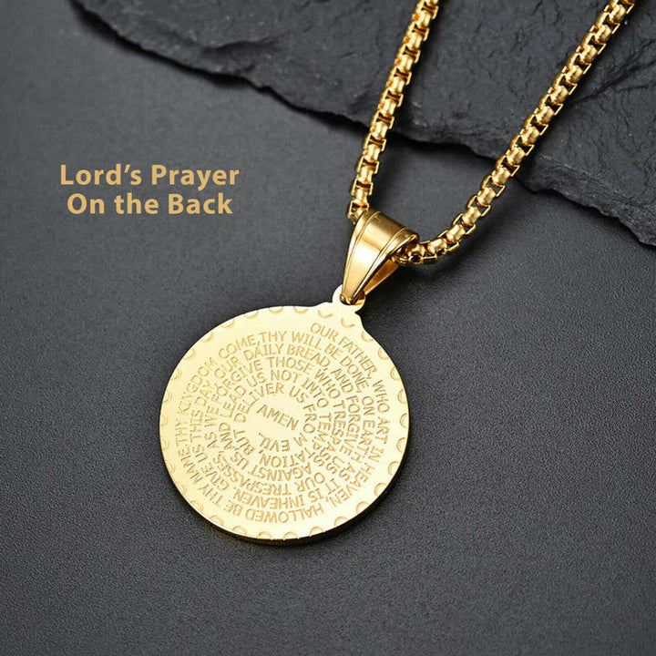 Praying Hands Round Plaque Necklace
