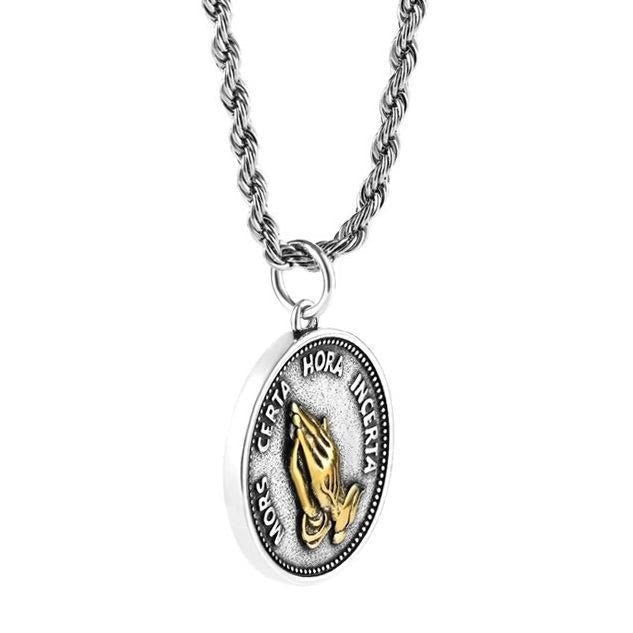 Cubic Praying Hands Charm Necklace