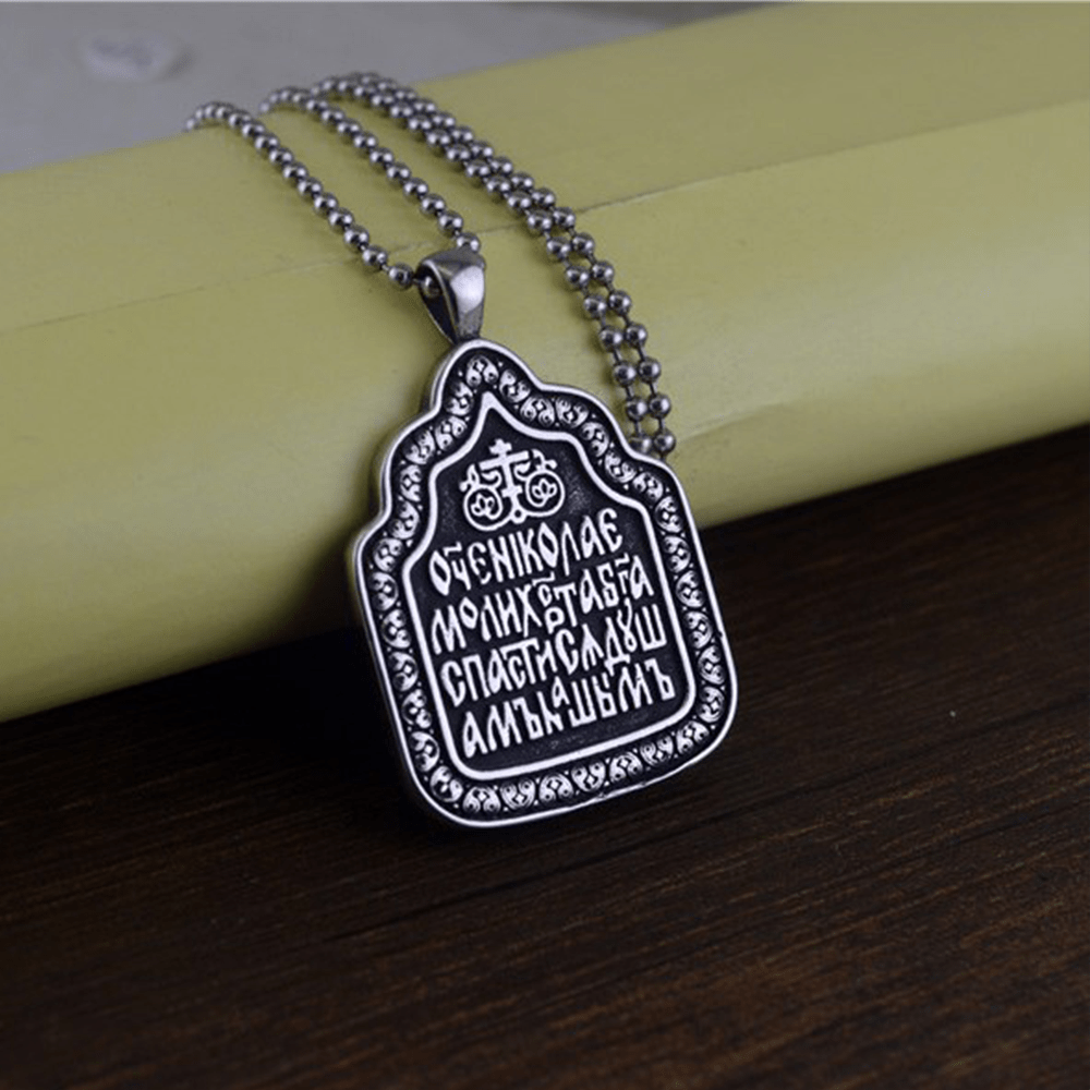 Father Blessing Charm Titanium Necklace
