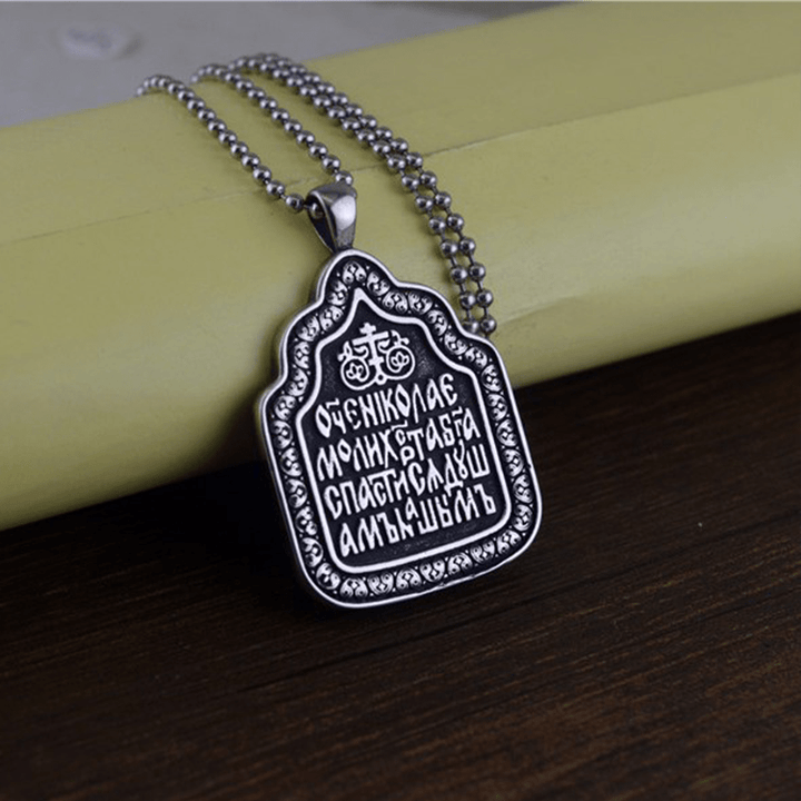 Father Blessing Charm Titanium Necklace