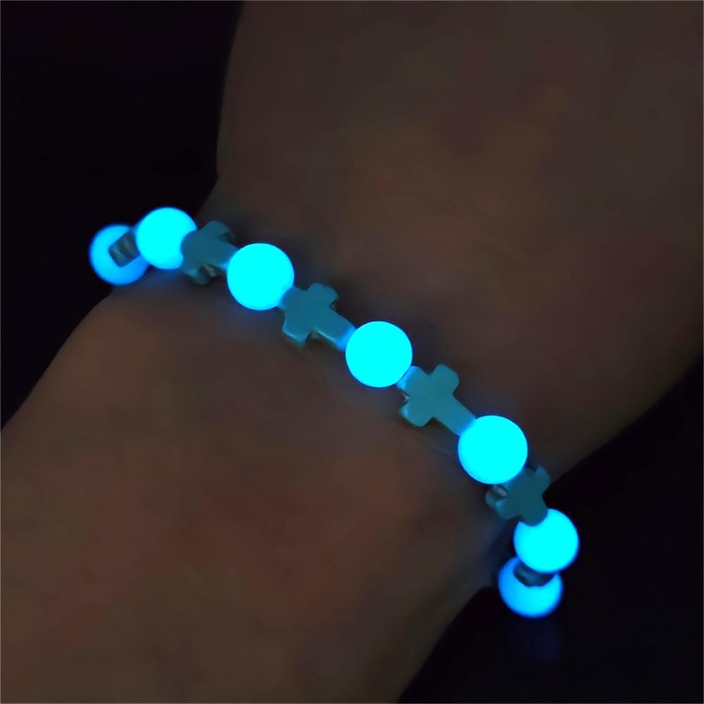 Turquoise Cross with Luminous Pearls Bracelet
