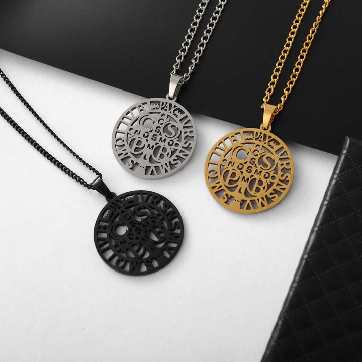 St. Benedict Symbol Openwork Pendant Necklace
