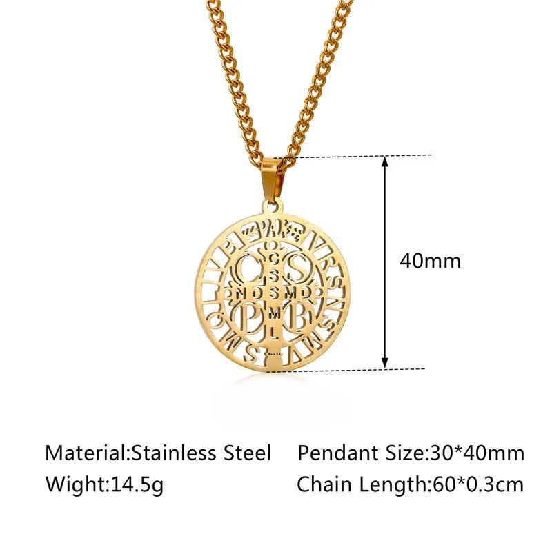 St. Benedict Symbol Openwork Pendant Necklace