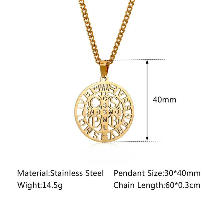 St. Benedict Symbol Openwork Pendant Necklace