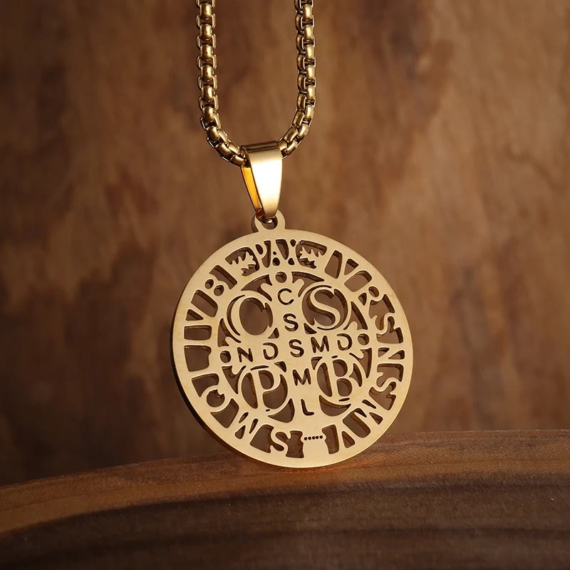St. Benedict Symbol Openwork Pendant Necklace