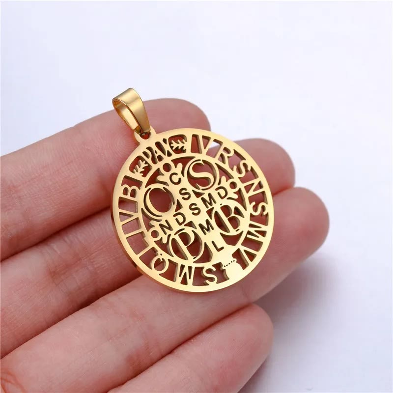 St. Benedict Symbol Openwork Pendant Necklace