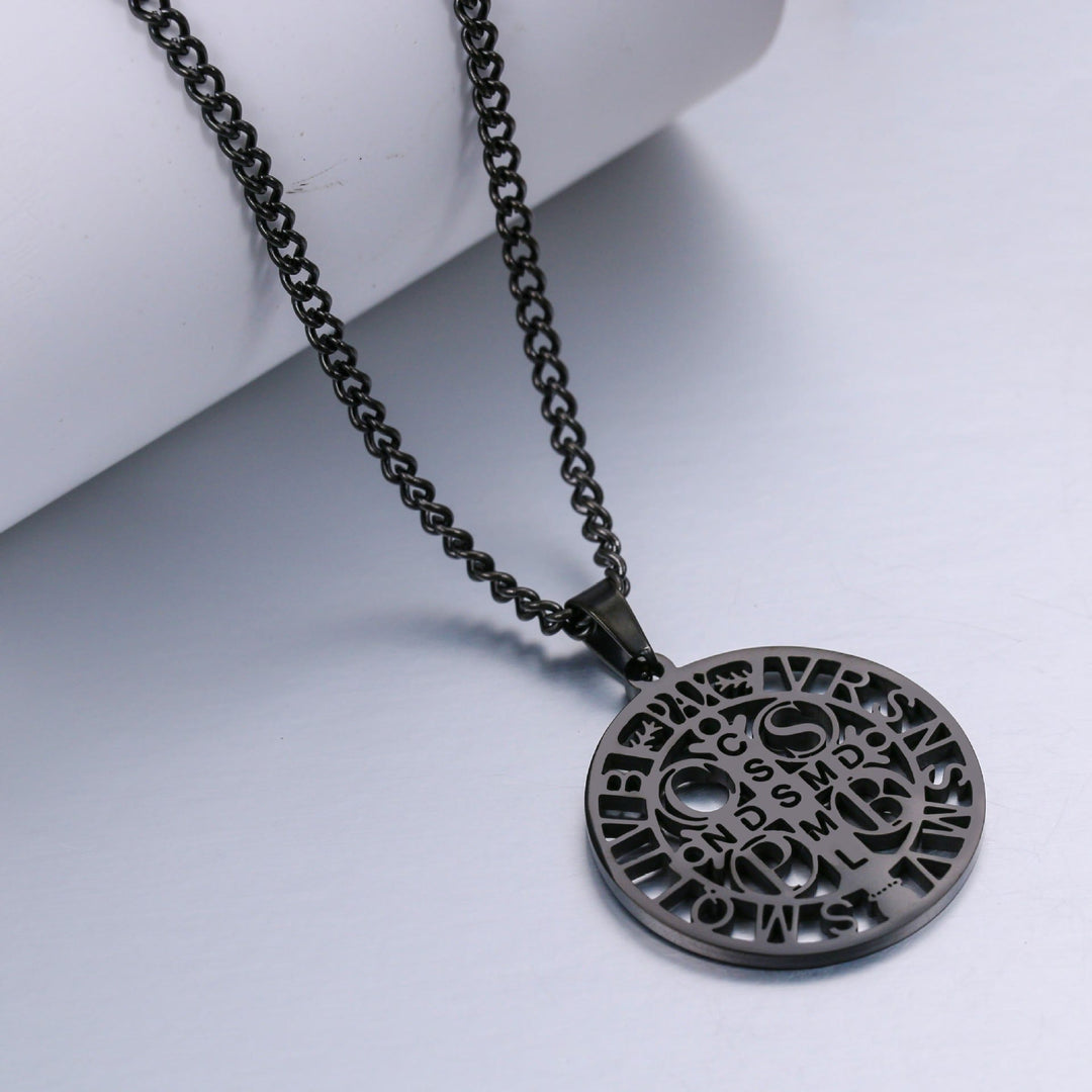 St. Benedict Symbol Openwork Pendant Necklace