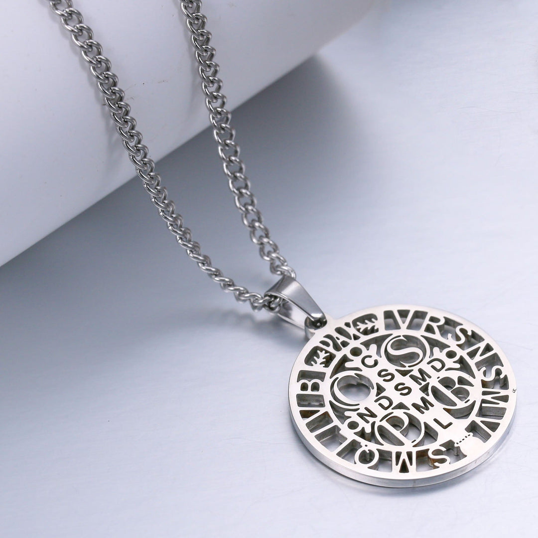 St. Benedict Symbol Openwork Pendant Necklace
