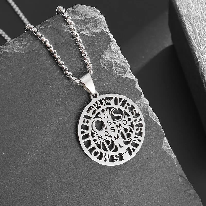 St. Benedict Symbol Openwork Pendant Necklace