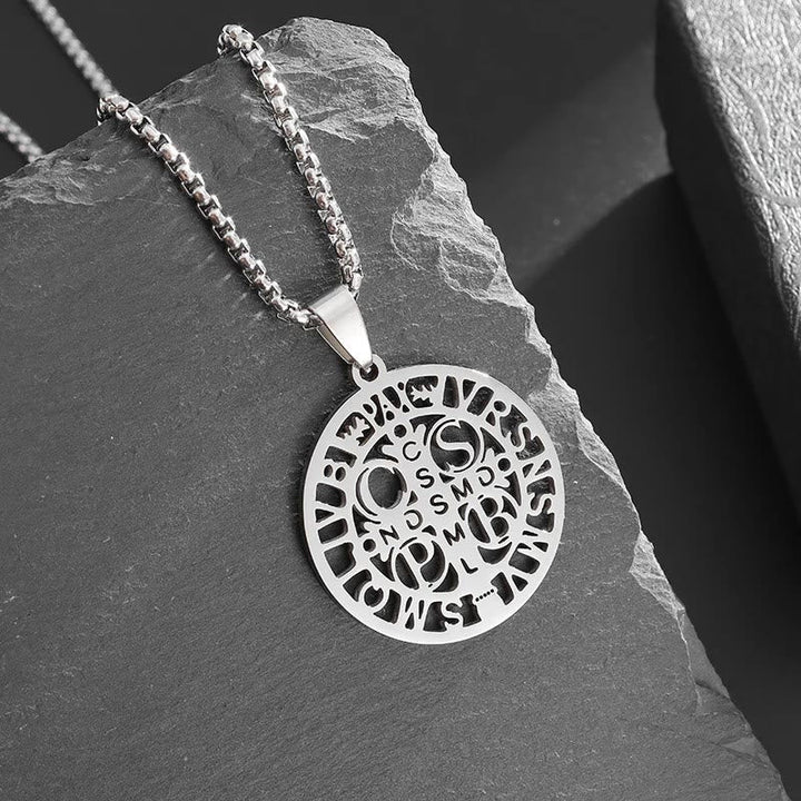 St. Benedict Symbol Openwork Pendant Necklace