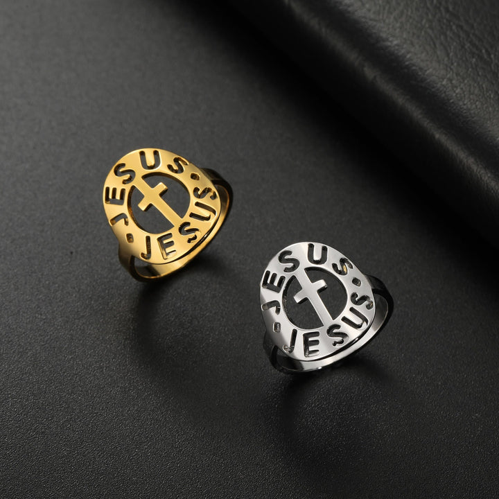 Cross with "JESUS"Amulet Stainless Steel Ring