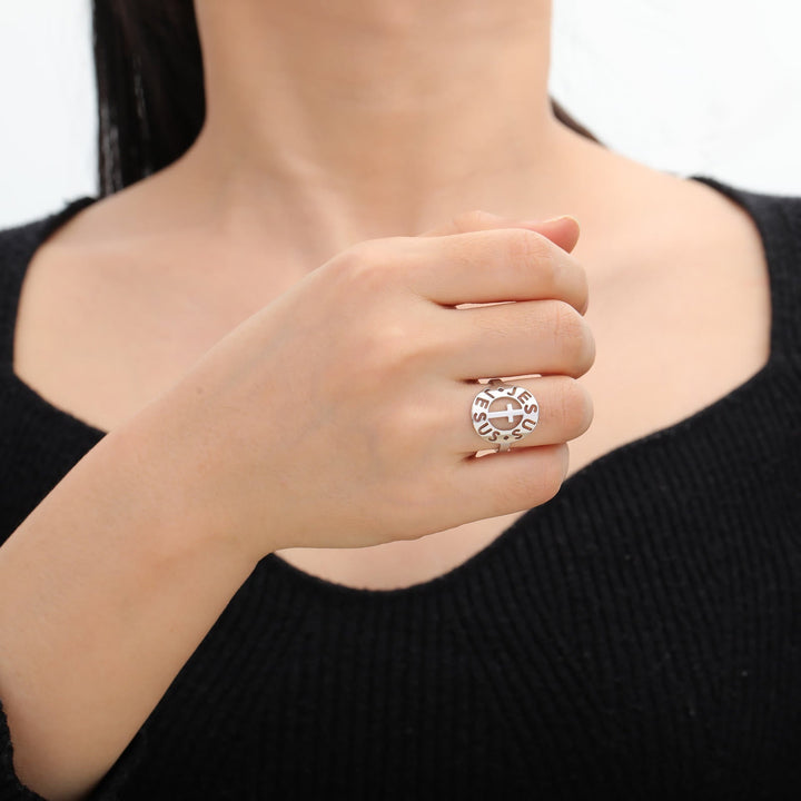 Cross with "JESUS"Amulet Stainless Steel Ring