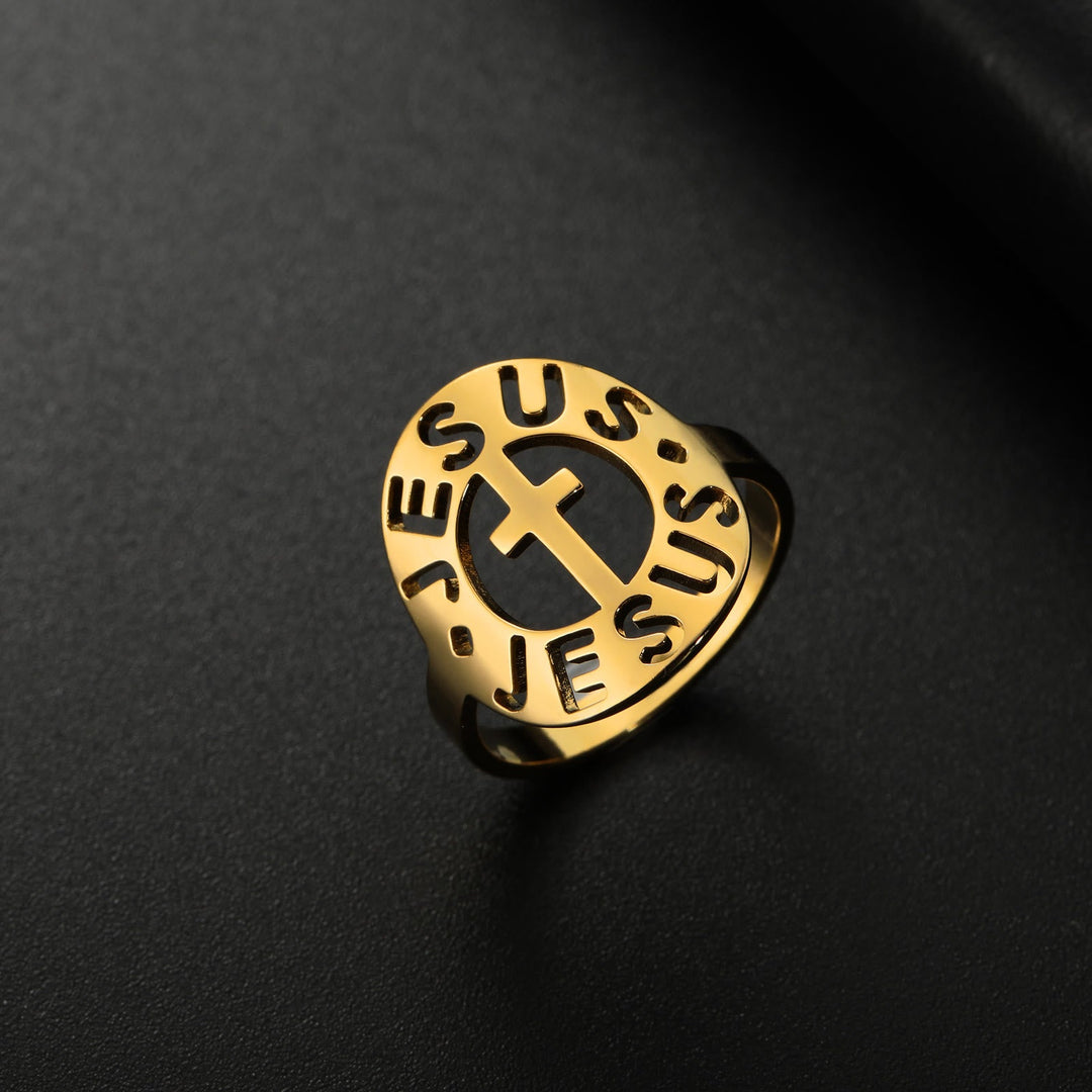 Cross with "JESUS"Amulet Stainless Steel Ring
