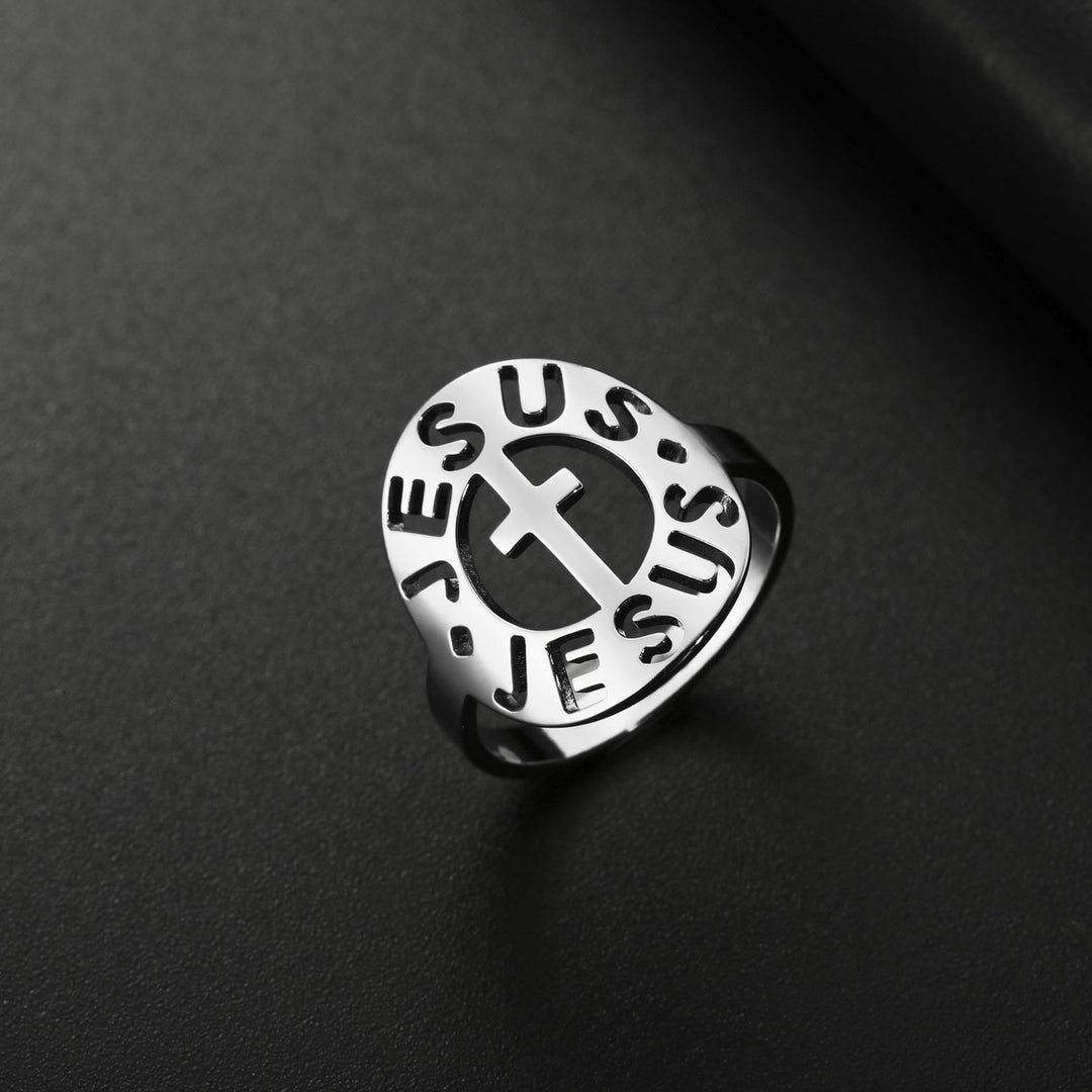 Cross with "JESUS"Amulet Stainless Steel Ring