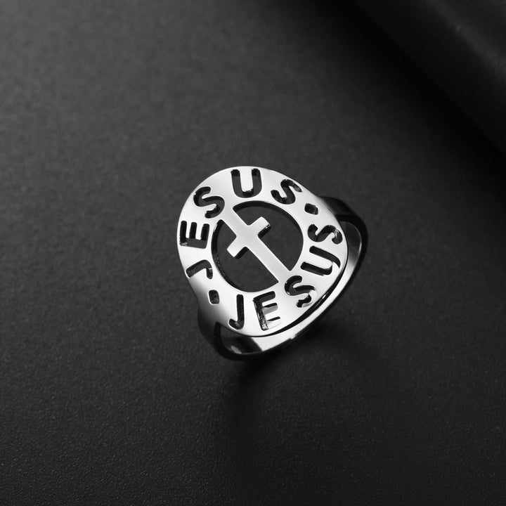 Cross with "JESUS"Amulet Stainless Steel Ring