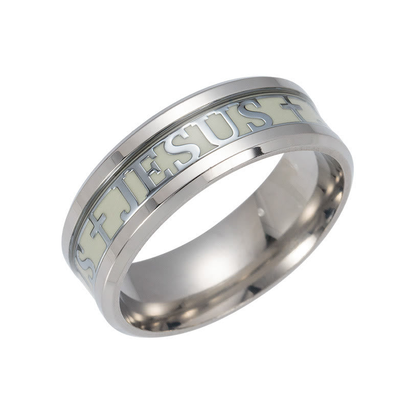 Luminous "JESUS" Printed Stainless Steel Ring