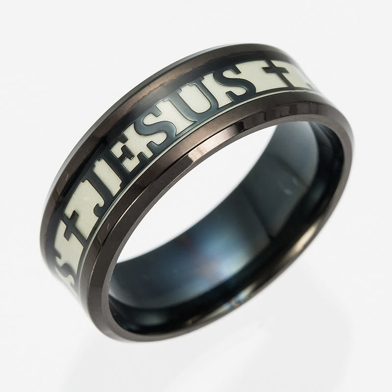 Luminous "JESUS" Printed Stainless Steel Ring