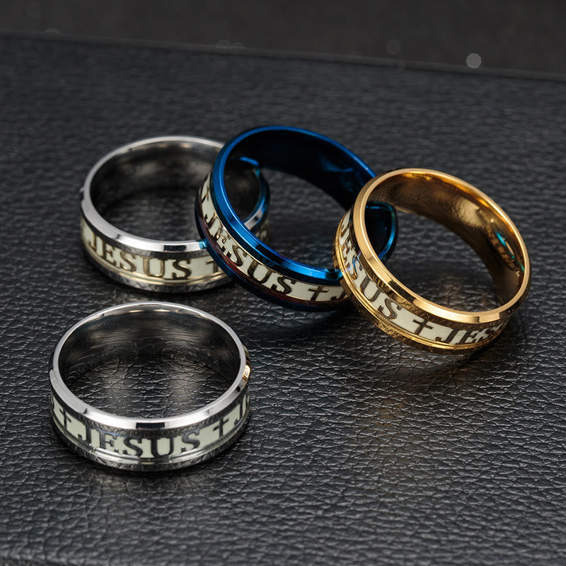 Luminous "JESUS" Printed Stainless Steel Ring