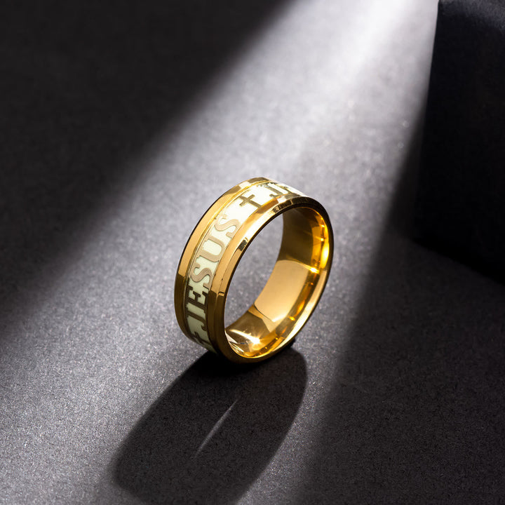 Luminous "JESUS" Printed Stainless Steel Ring