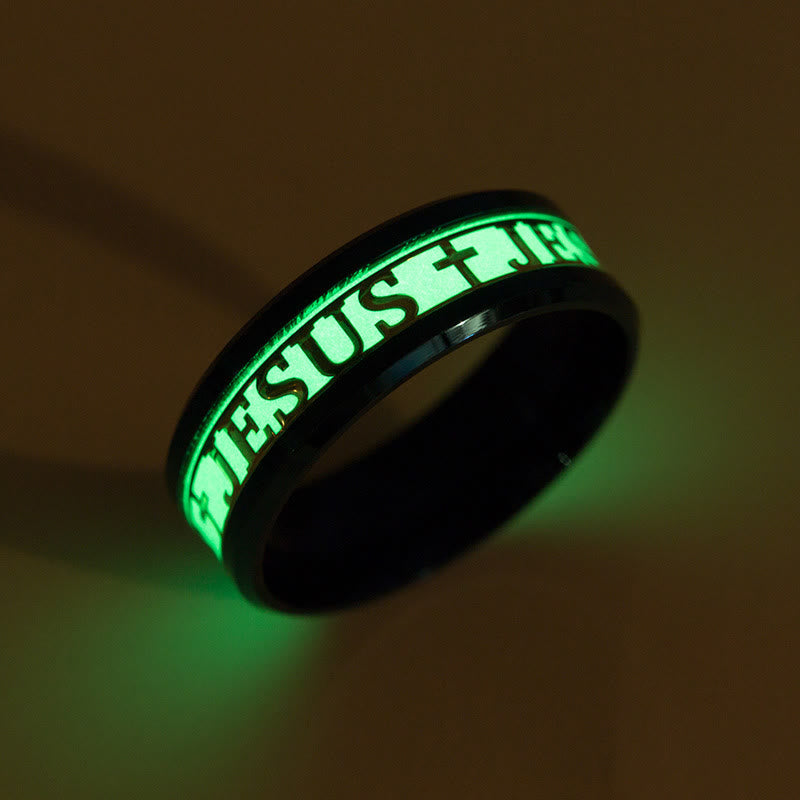 Luminous "JESUS" Printed Stainless Steel Ring