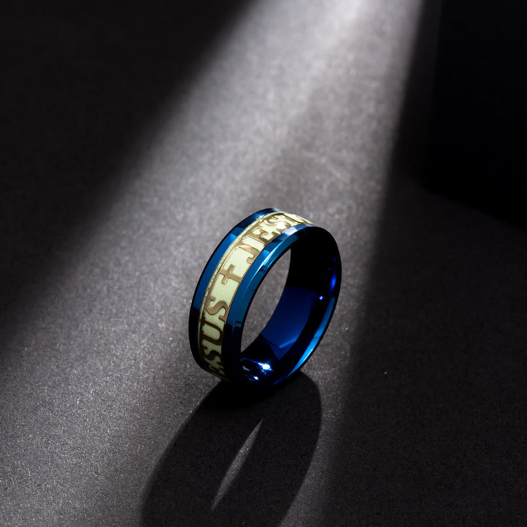 Luminous "JESUS" Printed Stainless Steel Ring