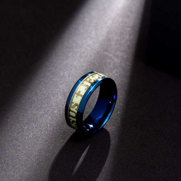 Luminous "JESUS" Printed Stainless Steel Ring