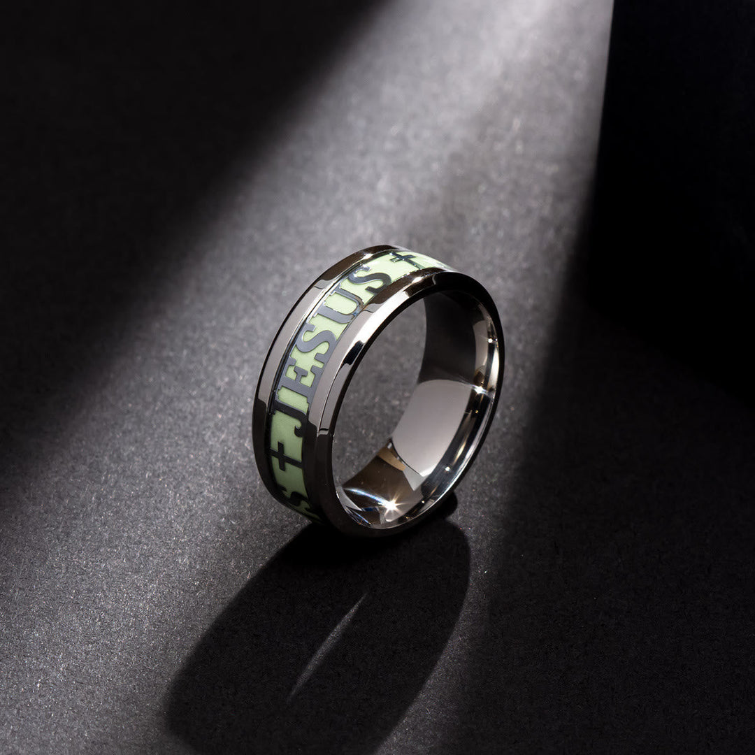Luminous "JESUS" Printed Stainless Steel Ring