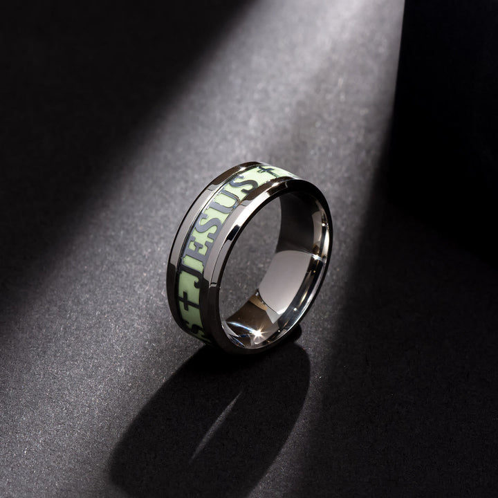 Luminous "JESUS" Printed Stainless Steel Ring