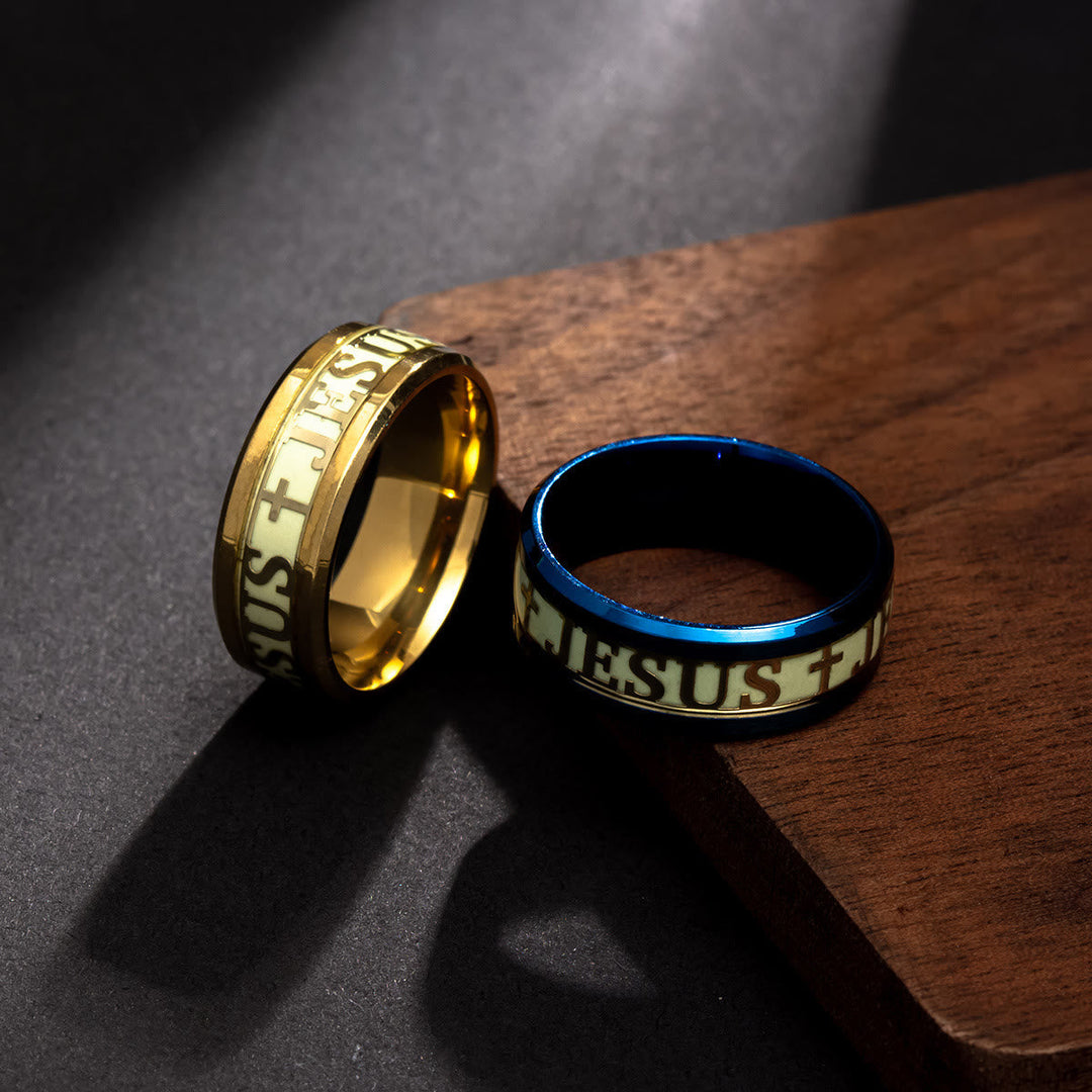 Luminous "JESUS" Printed Stainless Steel Ring