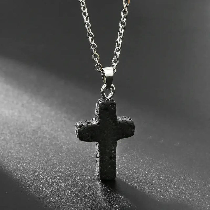 Natural Stone Cross Gemstone Pendant Necklace