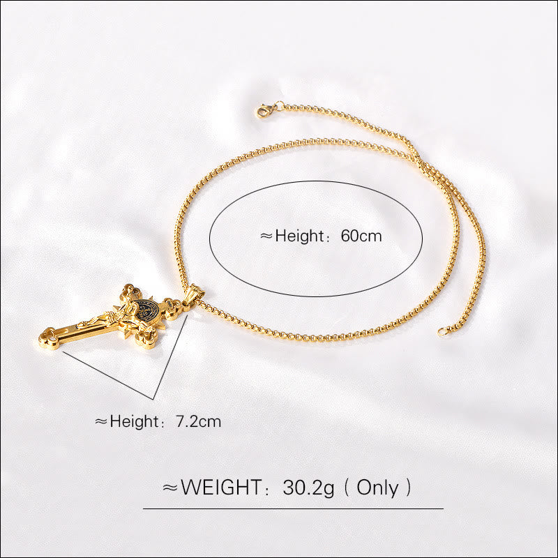 St. Benedict Symbol Crucifix Necklace