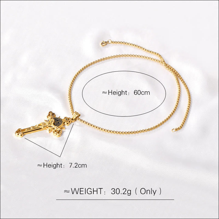 St. Benedict Symbol Crucifix Necklace