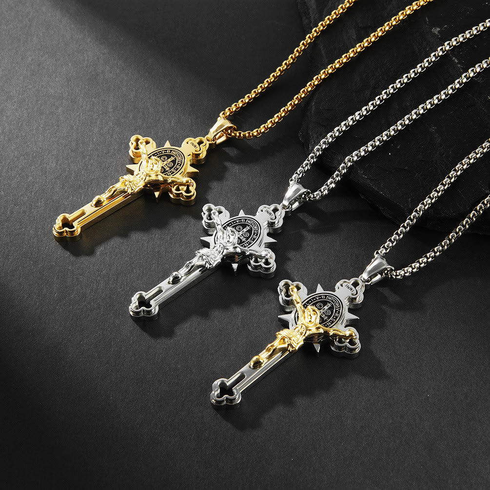 St. Benedict Symbol Crucifix Necklace