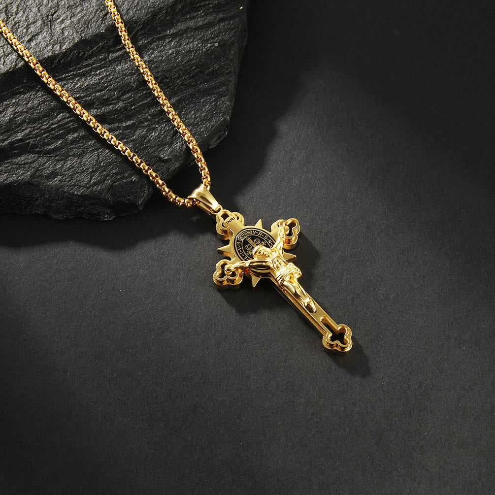 St. Benedict Symbol Crucifix Necklace