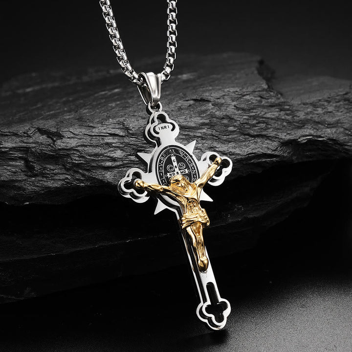 St. Benedict Symbol Crucifix Necklace