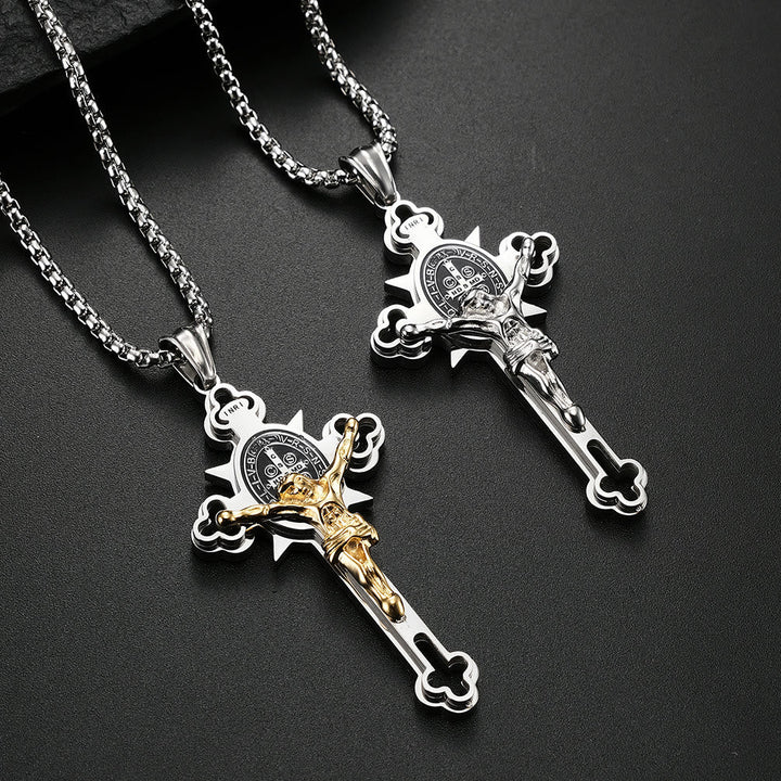 St. Benedict Symbol Crucifix Necklace