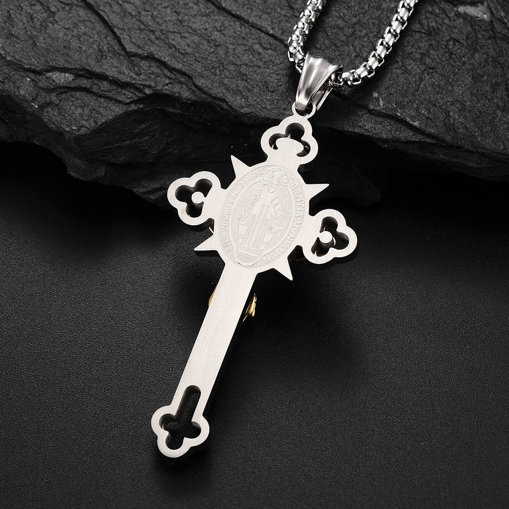 St. Benedict Symbol Crucifix Necklace