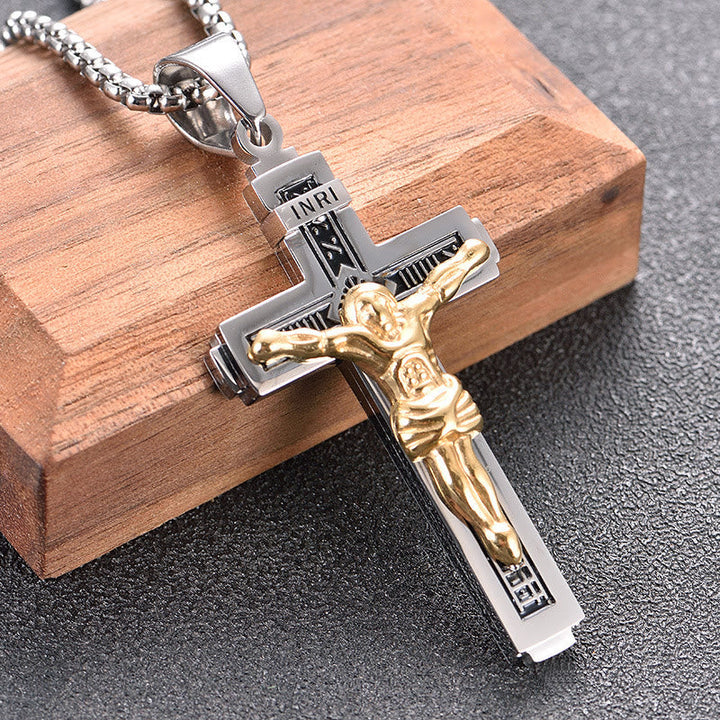 Crafted Jesus Crucifix Titanium Necklace