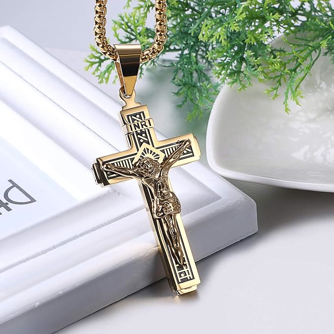 Crafted Jesus Crucifix Titanium Necklace