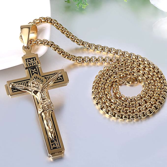 Crafted Jesus Crucifix Titanium Necklace