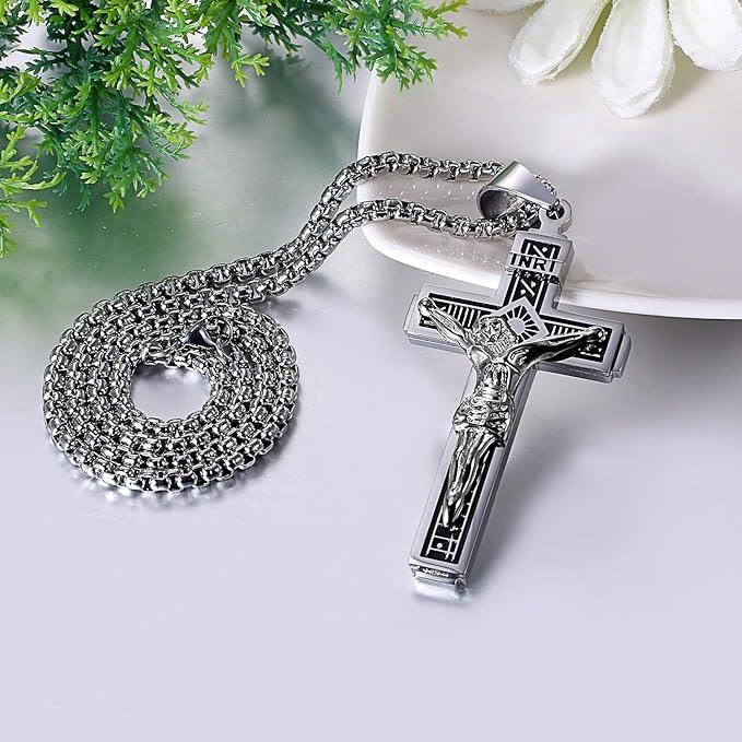 Crafted Jesus Crucifix Titanium Necklace