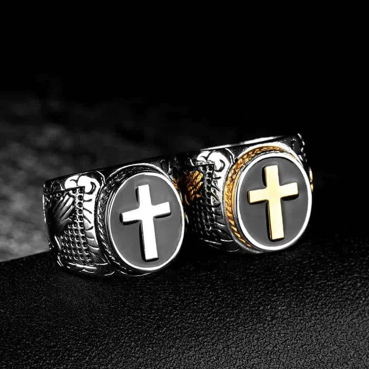 Retro Cross "Hand of God" Titanium Religion Ring