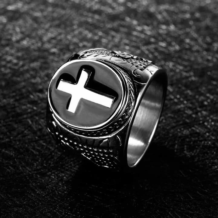 Retro Cross "Hand of God" Titanium Religion Ring