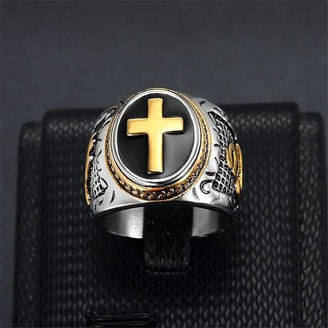 Retro Cross "Hand of God" Titanium Religion Ring