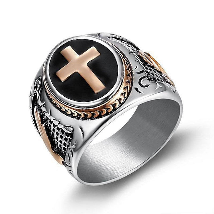 Retro Cross "Hand of God" Titanium Religion Ring