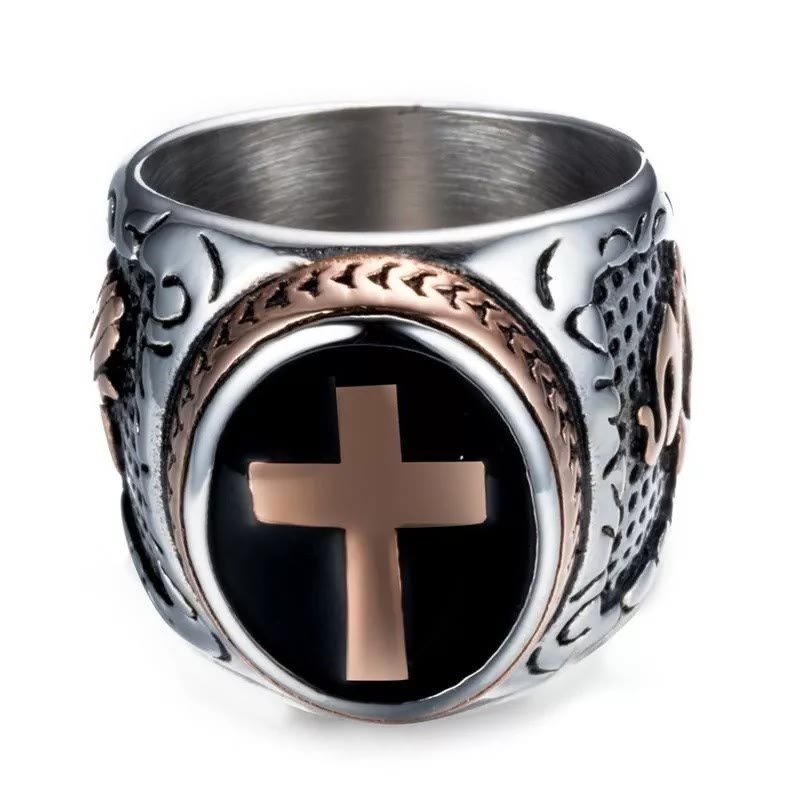 Retro Cross "Hand of God" Titanium Religion Ring