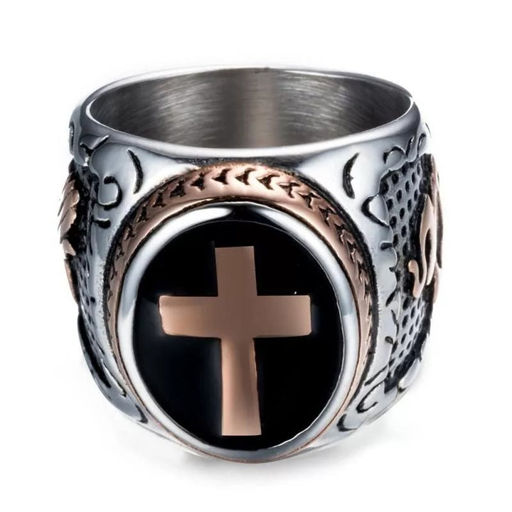 Retro Cross "Hand of God" Titanium Religion Ring