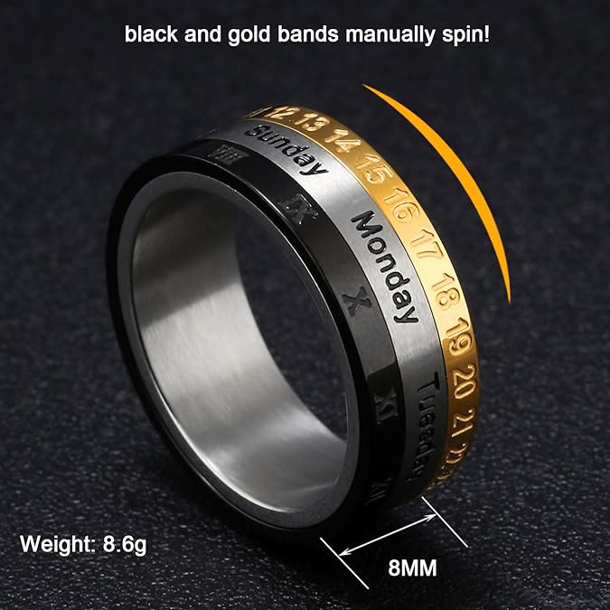 "The Genesis" Time and Date Ring: God's Seven Days of Creation