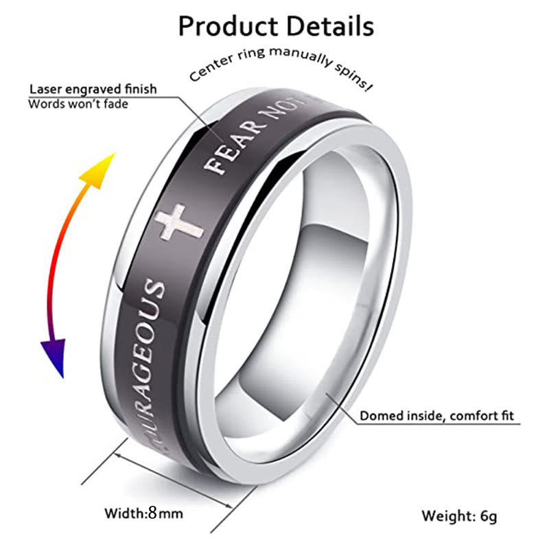 Titanium Black/Gold Cross Step Edges Rotating Ring
